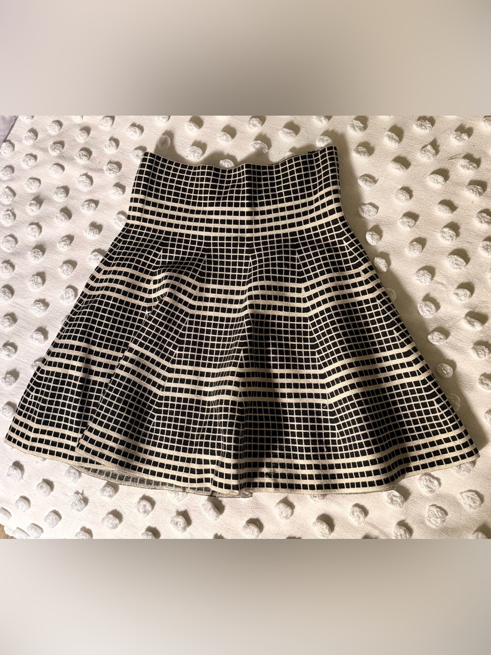 Max Studio NWT Black & Bone Geometric Knit Skater Skirt M/L MSRP $78